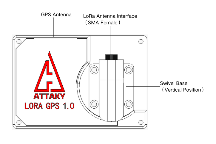 Front — antenna swivelled vertical